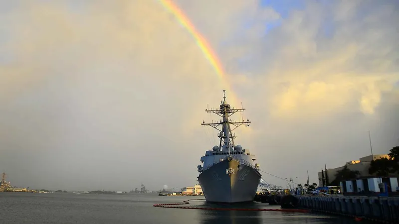 Battleship Missouri moored on Ford Island on a Pearl Harbor tour from Honolulu, illustrative scene