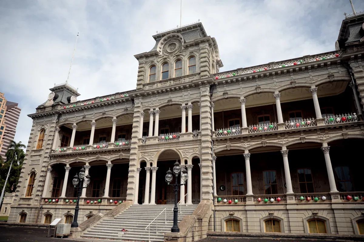 Iolani Palace passed on a small-group Pearl Harbor tour from Honolulu