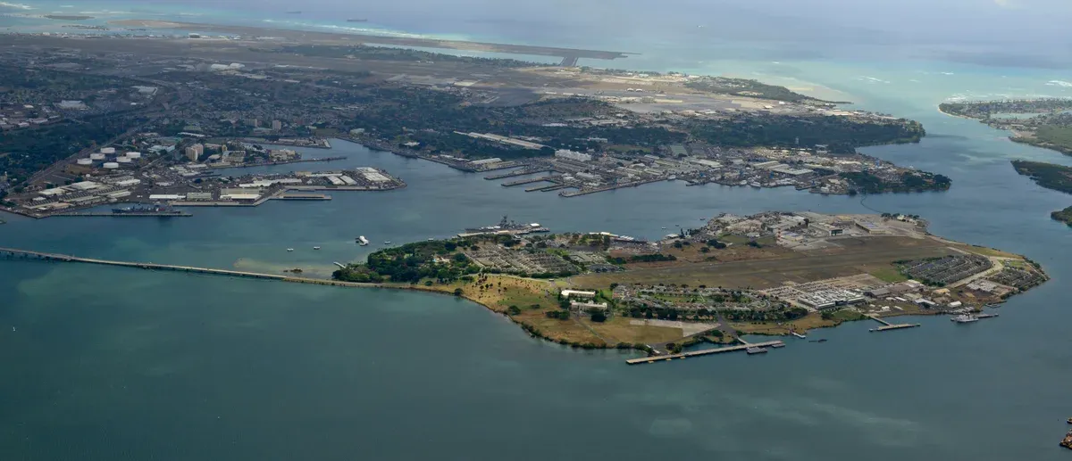 Aerial view of Pearl Harbor for planning a Pearl Harbor tour from Honolulu